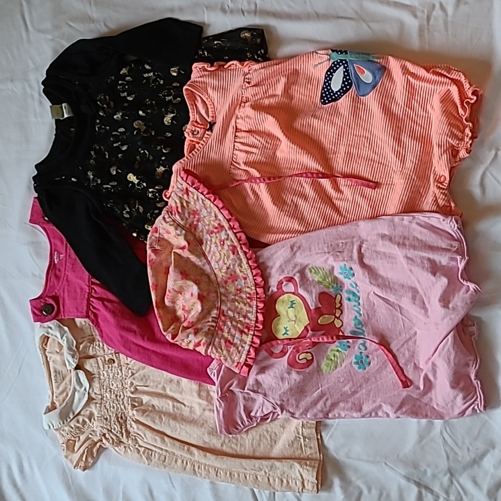 Girls Assortment of Dresses and Rompers Plus Hat